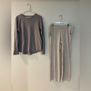 jijamas Women's Pajama Set periwinkle checkered Pima Cotton Size Medium Tall